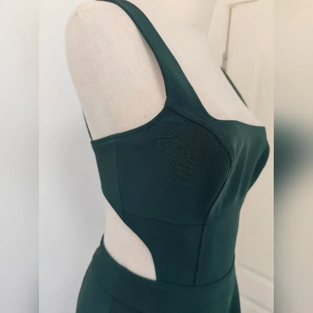 NWOT Reiss Dark Green Dion cutout wide leg Jumpsuit US 6 - Picture 11 of 16